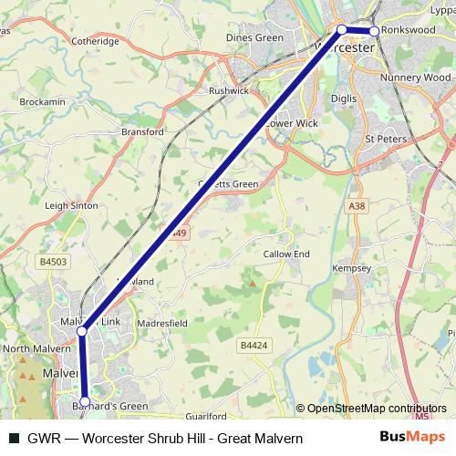 GWR bus Line Map