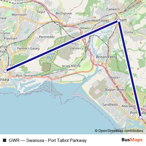 GWR bus Line Map