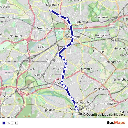 NE 12 bus Line Map