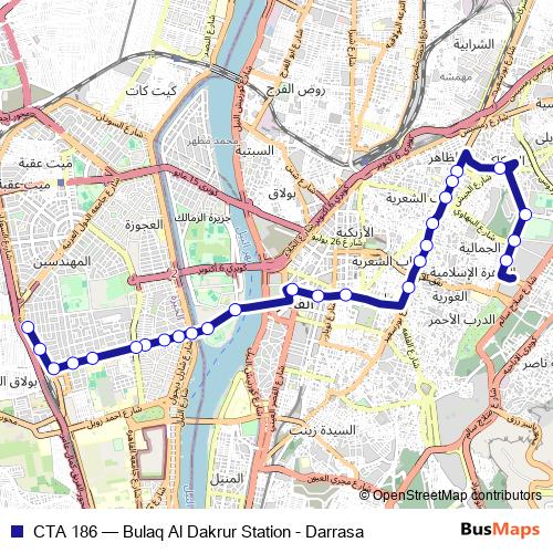 CTA 186 bus Line Map