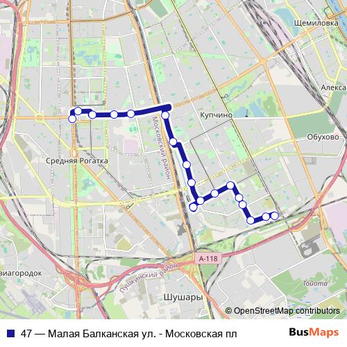 47 trolleybus Line Map