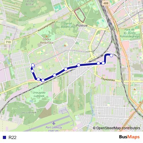 R22 bus Line Map