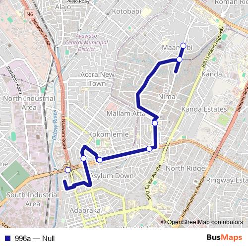 996a bus Line Map