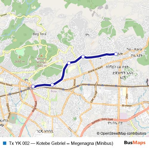 Tx YK 002 bus Line Map