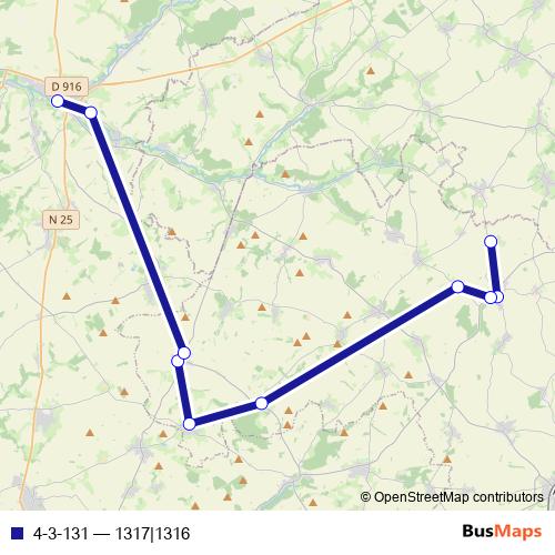 4-3-131 bus Line Map
