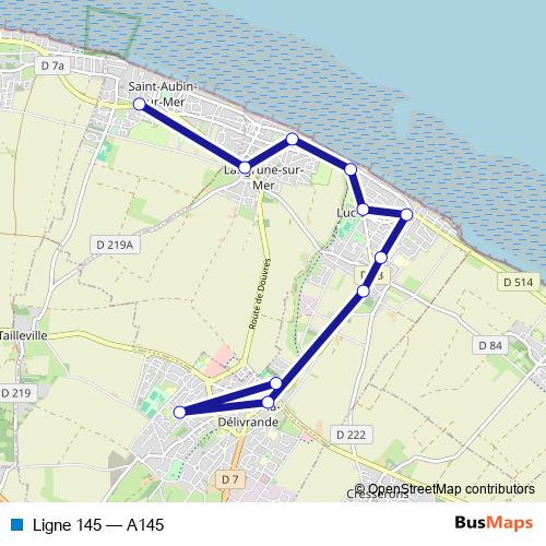 Ligne 145 bus Line Map