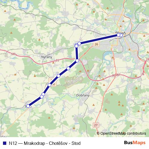 N12 bus Line Map