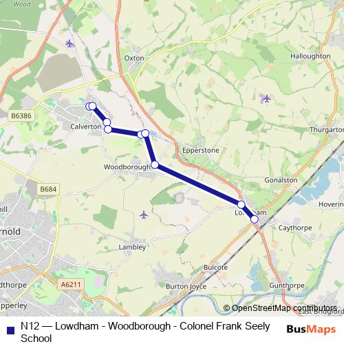 N12 bus Line Map