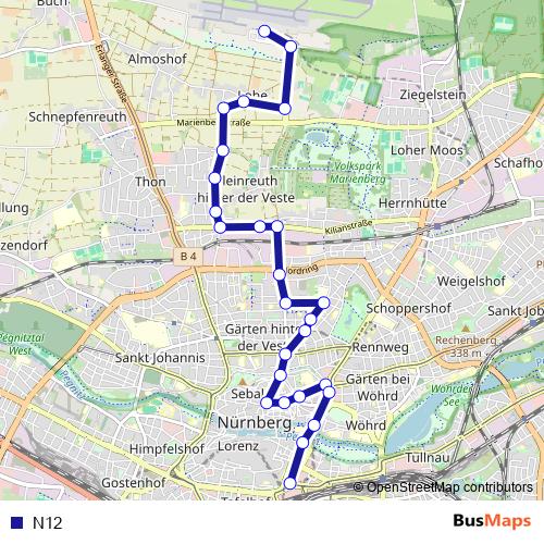 N12 bus Line Map