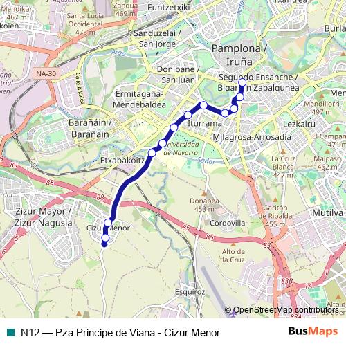 N12 bus Line Map