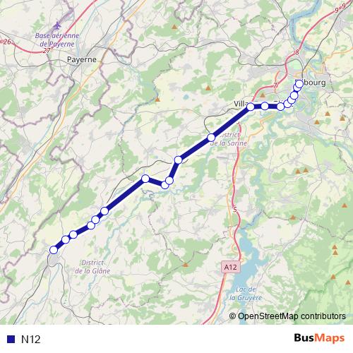 N12 bus Line Map