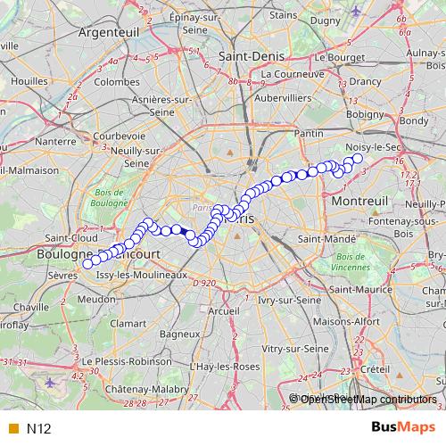 N12 bus Line Map