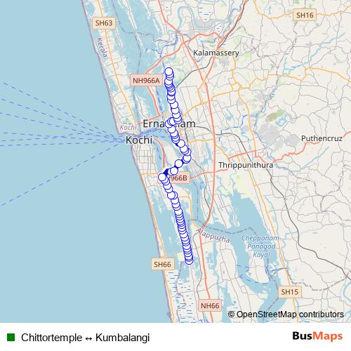 Chittortemple ↔ Kumbalangi bus Line Map