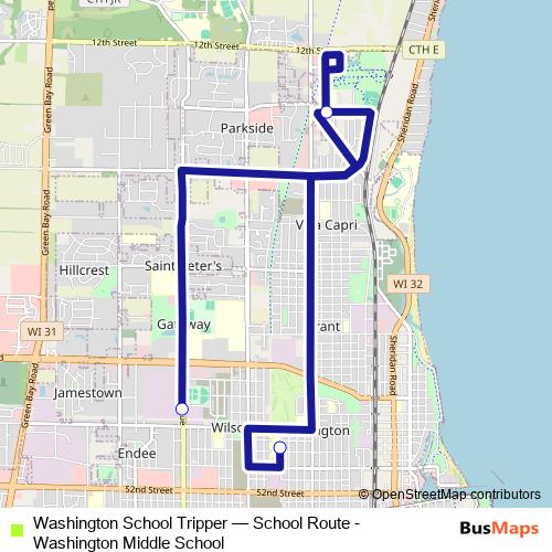 Washington School Tripper bus Line Map