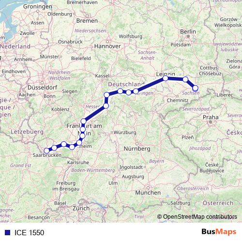 ICE 1550 rail Line Map