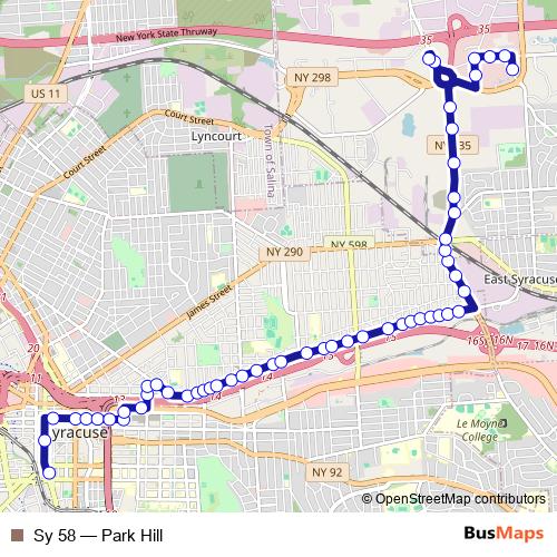 Sy 58 bus Line Map