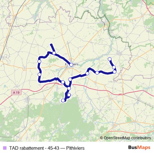 TAD rabattement - 45-43 bus Line Map