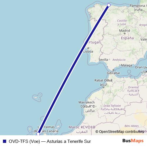 OVD-TFS (Voe) air Line Map