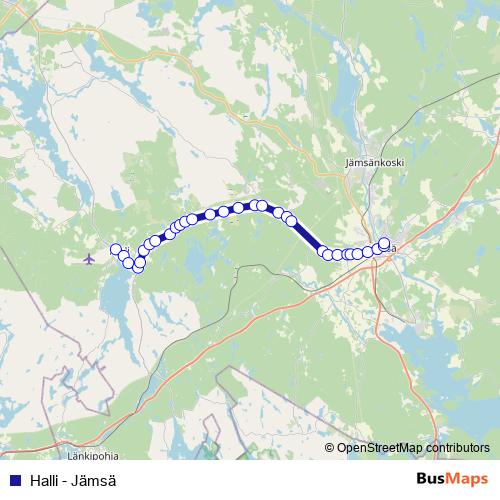 Halli - Jämsä bus Line Map