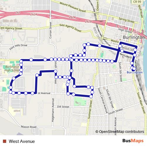 West Avenue bus Line Map