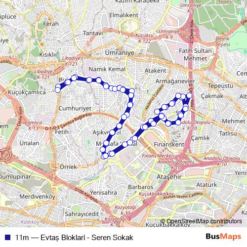 11m bus Line Map