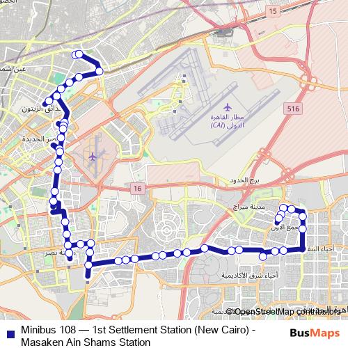 Minibus 108 bus Line Map