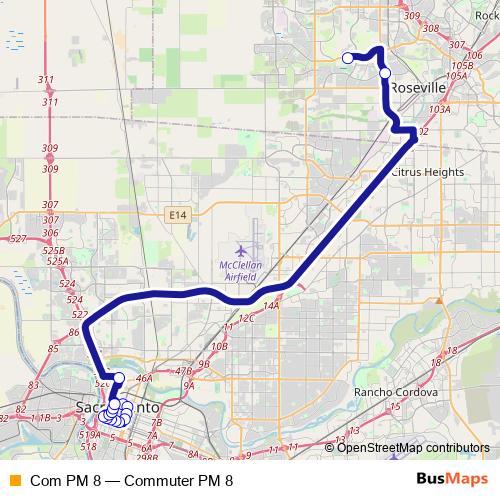 Com PM 8 bus Line Map