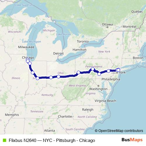 Flixbus N2640 bus Line Map