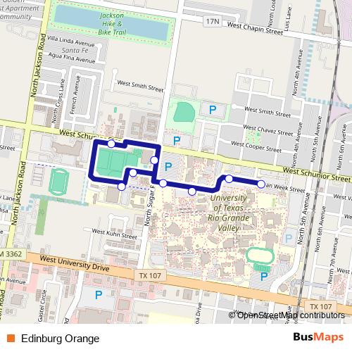 Edinburg Orange bus Line Map