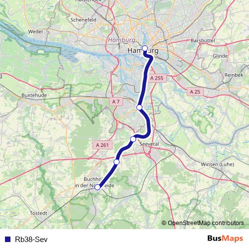 Rb38-Sev bus Line Map