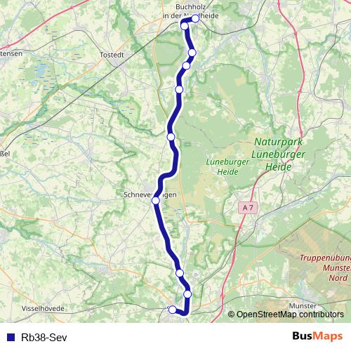 Rb38-Sev bus Line Map