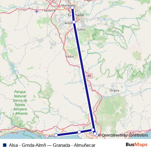 Alsa - Grnda-Almñ bus Line Map