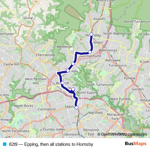 82t9 bus Line Map