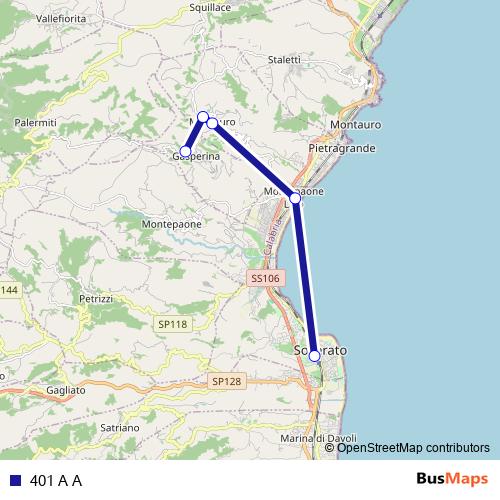 401 A A bus Line Map