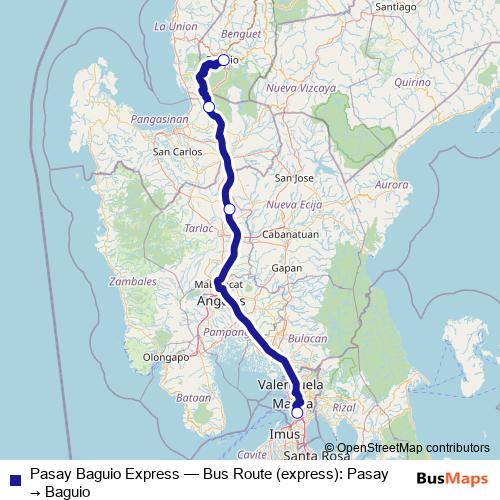 Pasay Baguio Express bus Line Map