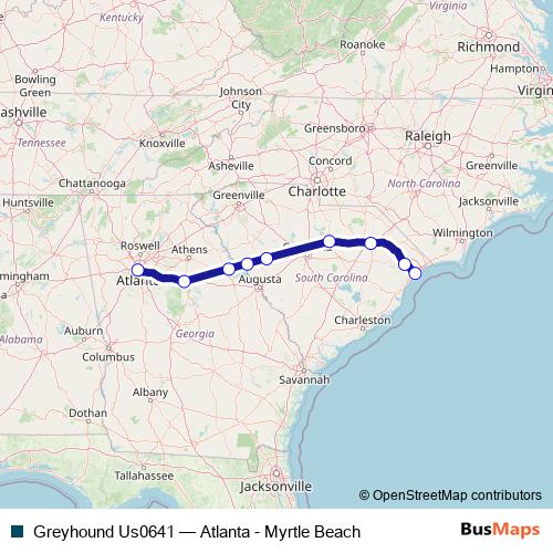Greyhound Us0641 bus Line Map