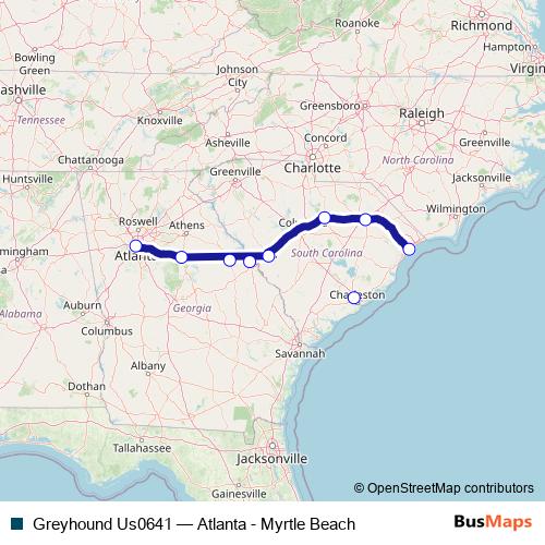 Greyhound Us0641 bus Line Map