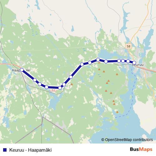 Keuruu - Haapamäki bus Line Map