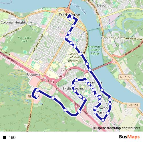 160 bus Line Map