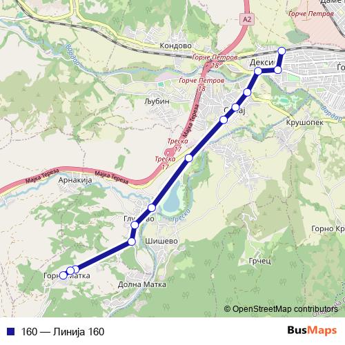 160 bus Line Map