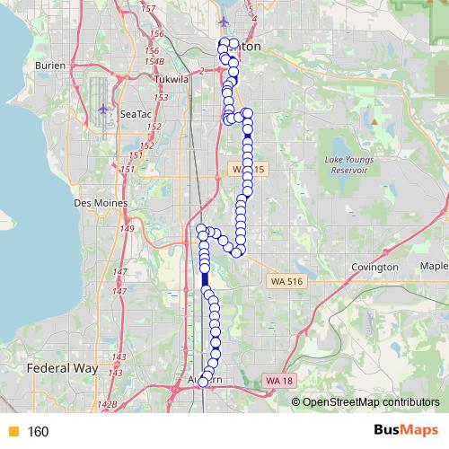 160 bus Line Map