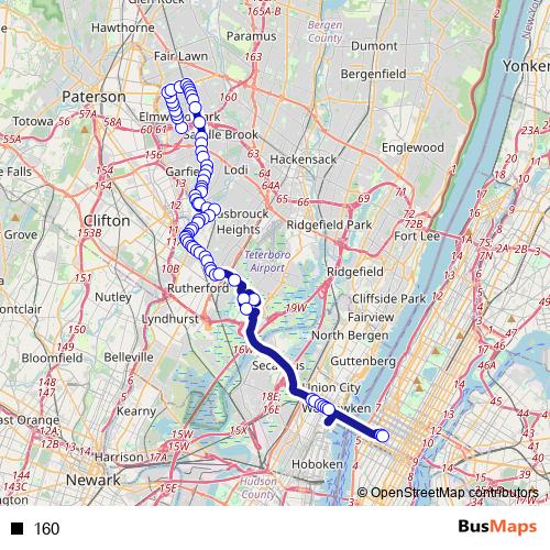 160 bus Line Map