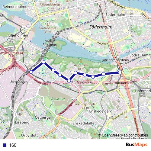 160 bus Line Map