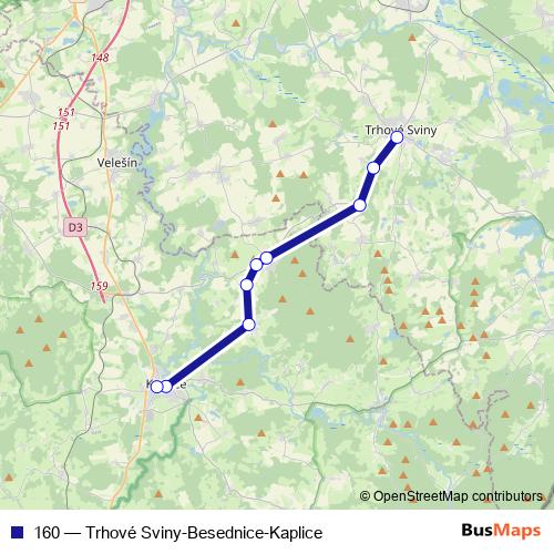 160 bus Line Map