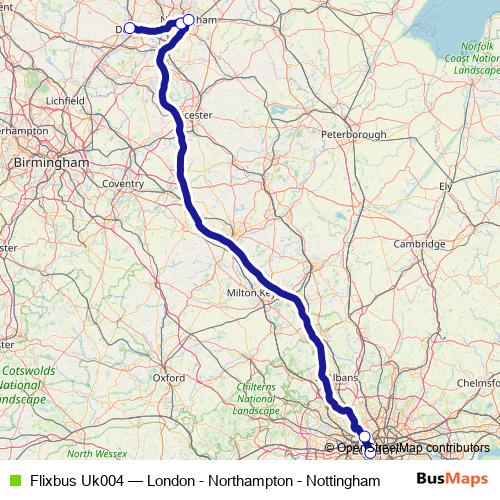 Flixbus Uk004 bus Line Map