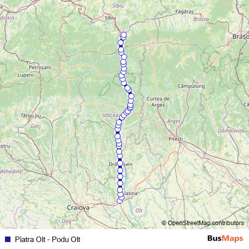 Piatra Olt - Podu Olt rail Line Map