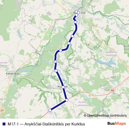 M17-1 bus Line Map