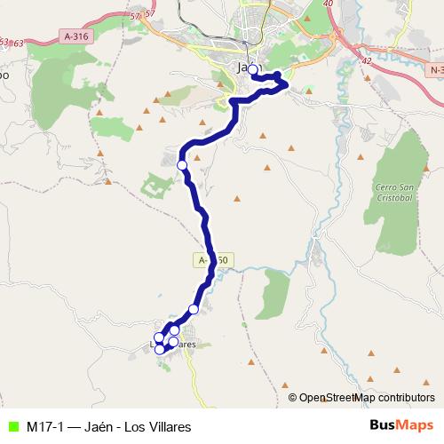 M17-1 bus Line Map
