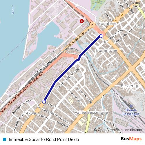 Immeuble Socar to Rond Point Deido bus Line Map