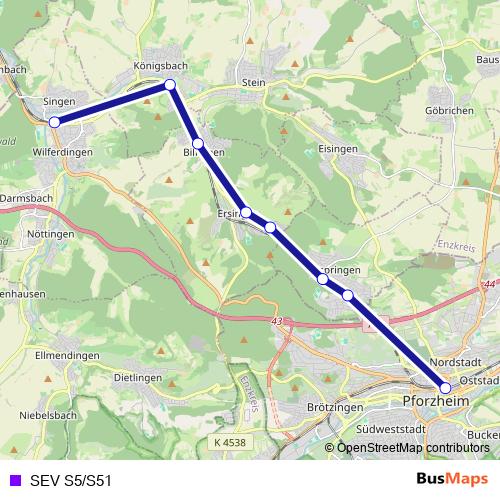 SEV S5/S51 bus Line Map